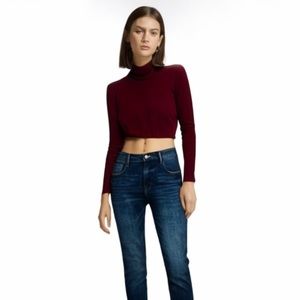 Red CROP TOP Turtleneck Fashion Nova